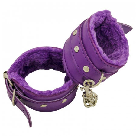 Misc – A-FD-4502-PP – Leather-like Fur Lined Handcuffs – Purple