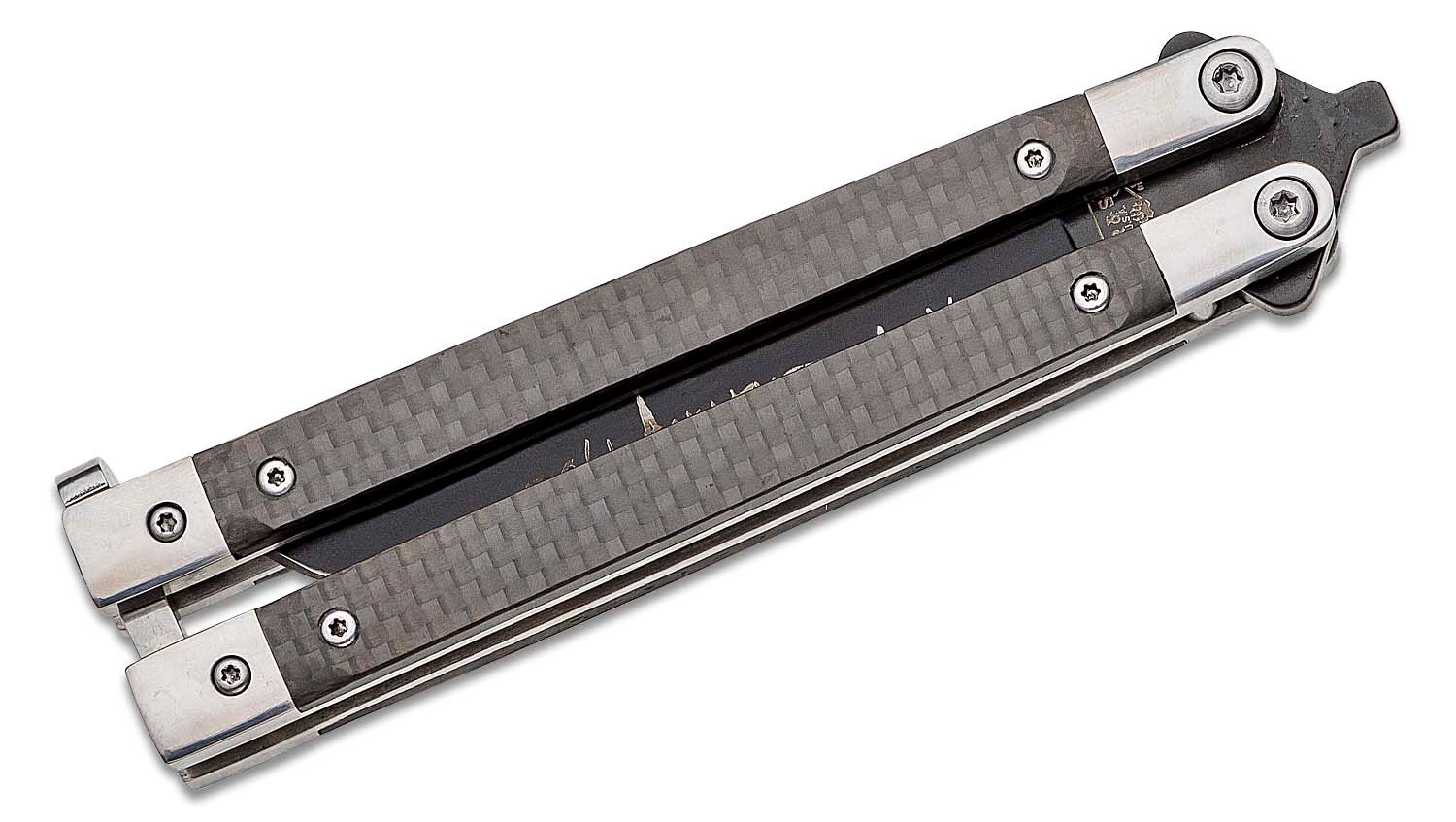 Bear & Son - BCANNCF17 - Balisong Butterfly Knife - Carbon Fiber S35VN - Black - Image 7