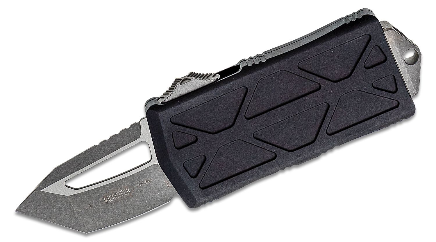 Microtech - 158-10AP - Exocet Money Clip - OTF Auto - M390 Apocalyptic Modified Tanto - 6061-T6 Aluminum - Black - Image 5