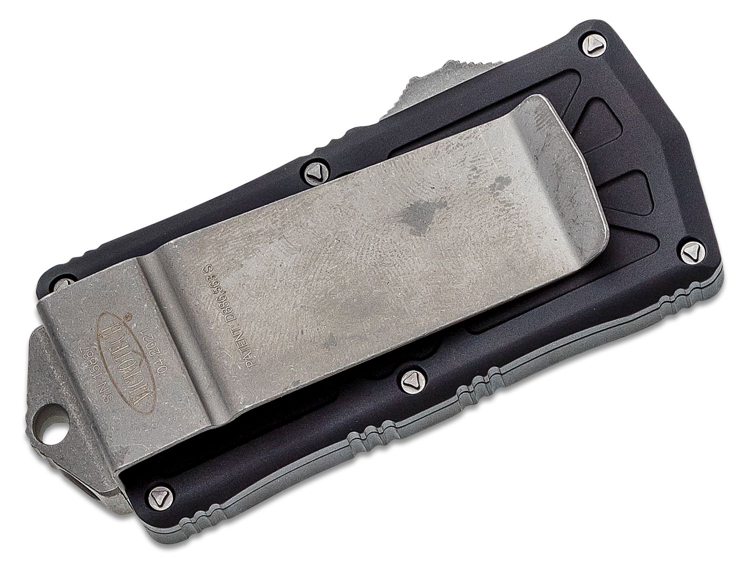 Microtech - 158-10AP - Exocet Money Clip - OTF Auto - M390 Apocalyptic Modified Tanto - 6061-T6 Aluminum - Black - Image 7