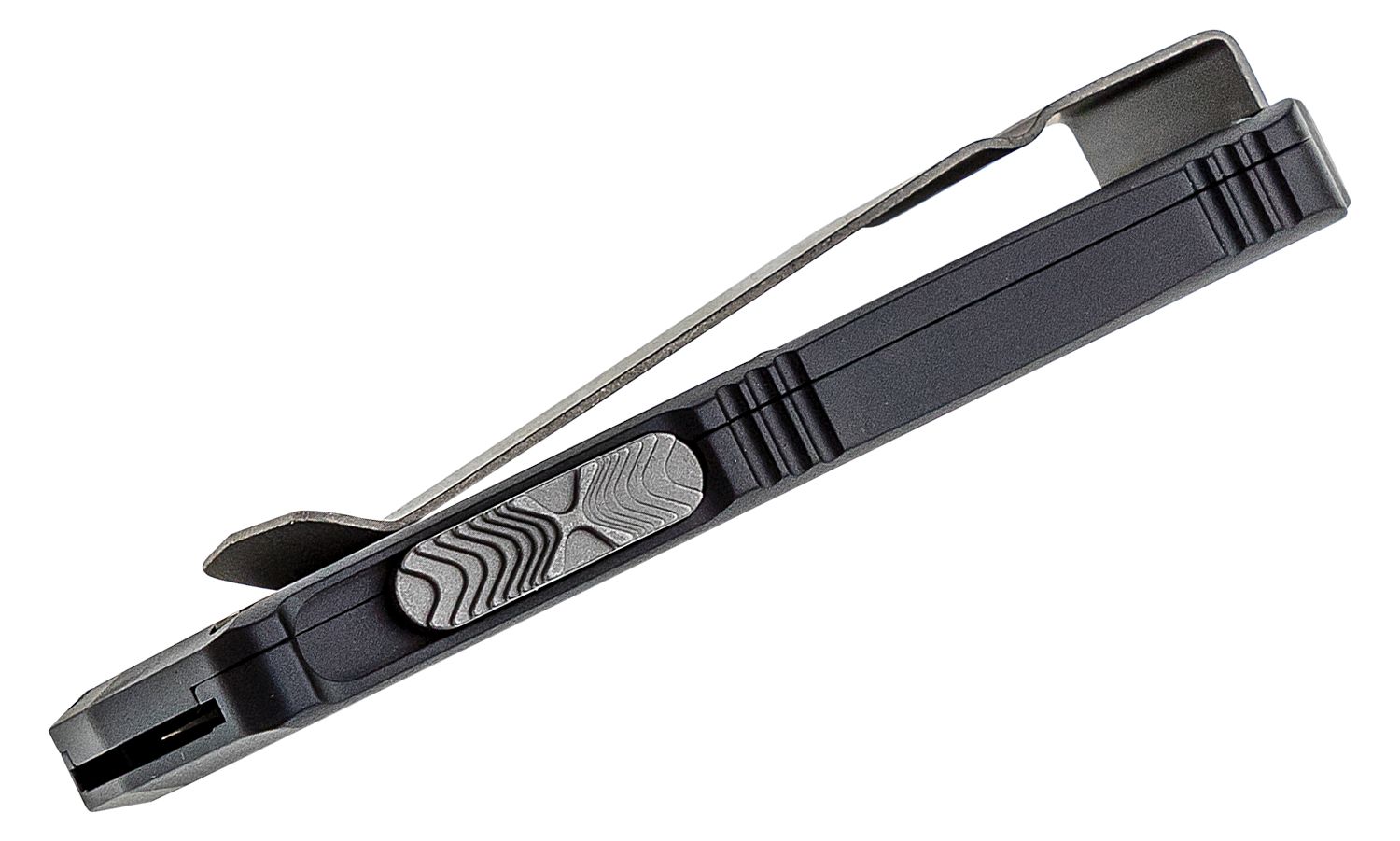 Microtech - 158-10AP - Exocet Money Clip - OTF Auto - M390 Apocalyptic Modified Tanto - 6061-T6 Aluminum - Black - Image 8
