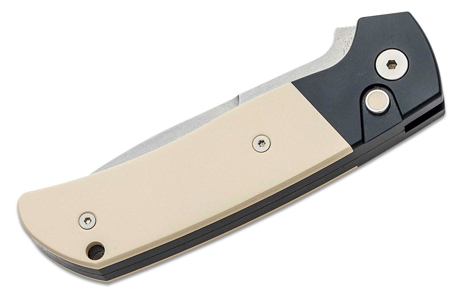 ProTech - BT2751 - Bob Terzuola ATCF Tuxedo - Automatic Knife - Magnacut Stonewash Drop Point - Aluminum/Micarta - Black/White - Image 5