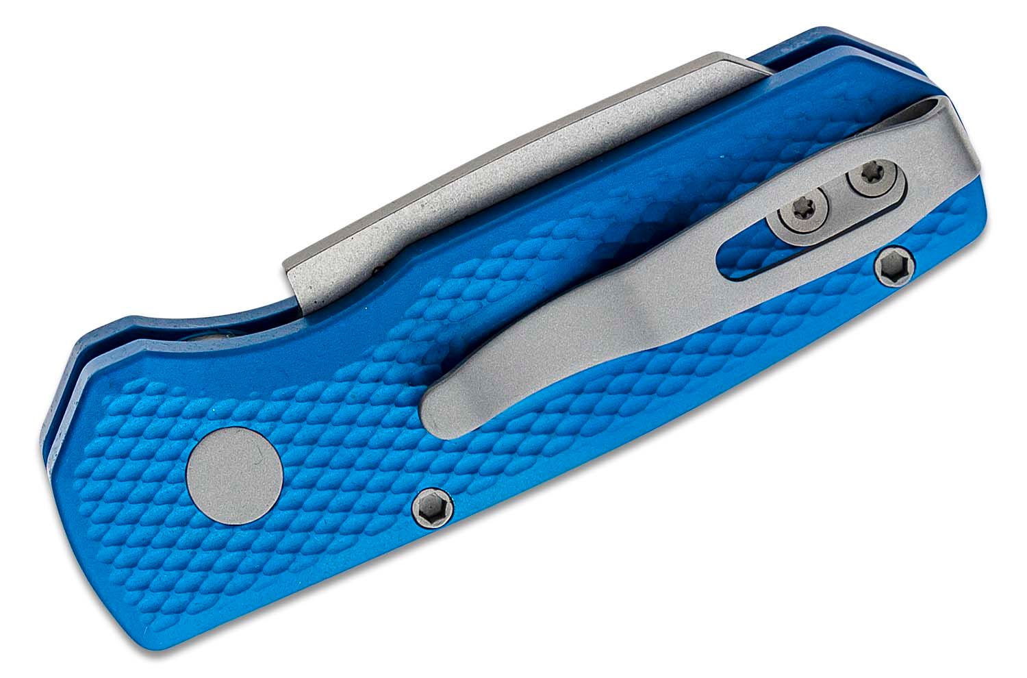 ProTech - R5205-Blue - Runt 5 - Automatic Knife - CPM-20CV Stonewash Reverse Tanto - Aluminum - Blue - Image 7
