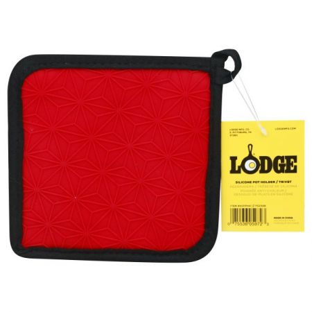 Lodge – ASFPH41 – Silicone and Fabric Potholder/Trivet – Red and Black