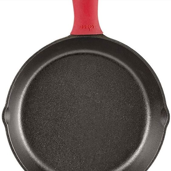 Lodge Cast Iron Skillet with Red Silicone Hot Handle Holder 12
