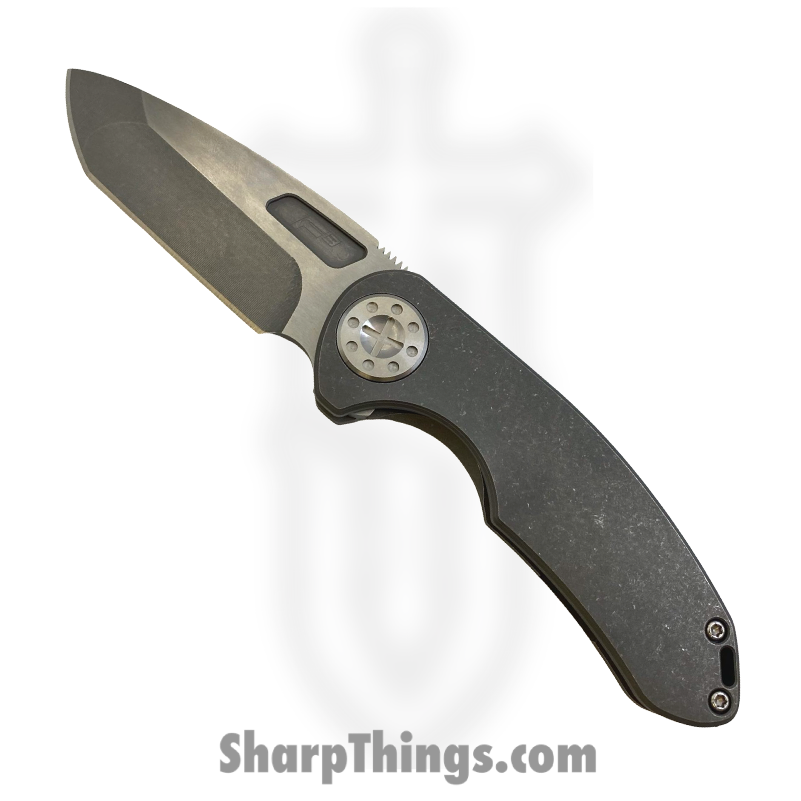 Curtiss Custom Knives LLC - F3M-SPNFL-STSL - F3 Med NON-Flipper Slim - Folding Knife - CTS-XHP Stonewash Spanto - Titanium - Natural