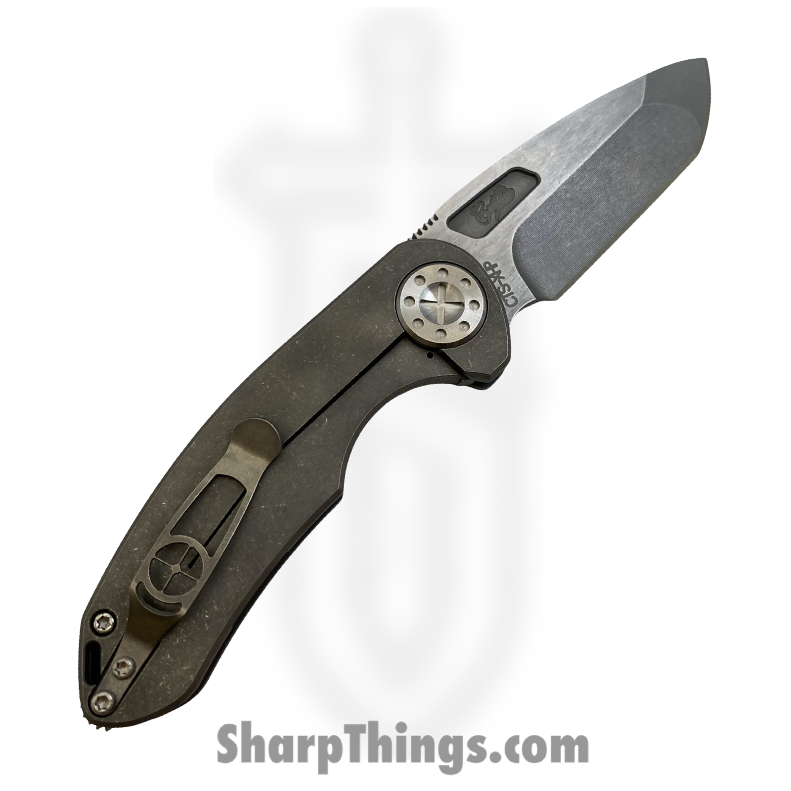 Curtiss Custom Knives LLC - F3M-SPNFL-STSL - F3 Med NON-Flipper Slim - Folding Knife - CTS-XHP Stonewash Spanto - Titanium - Natural - Image 2