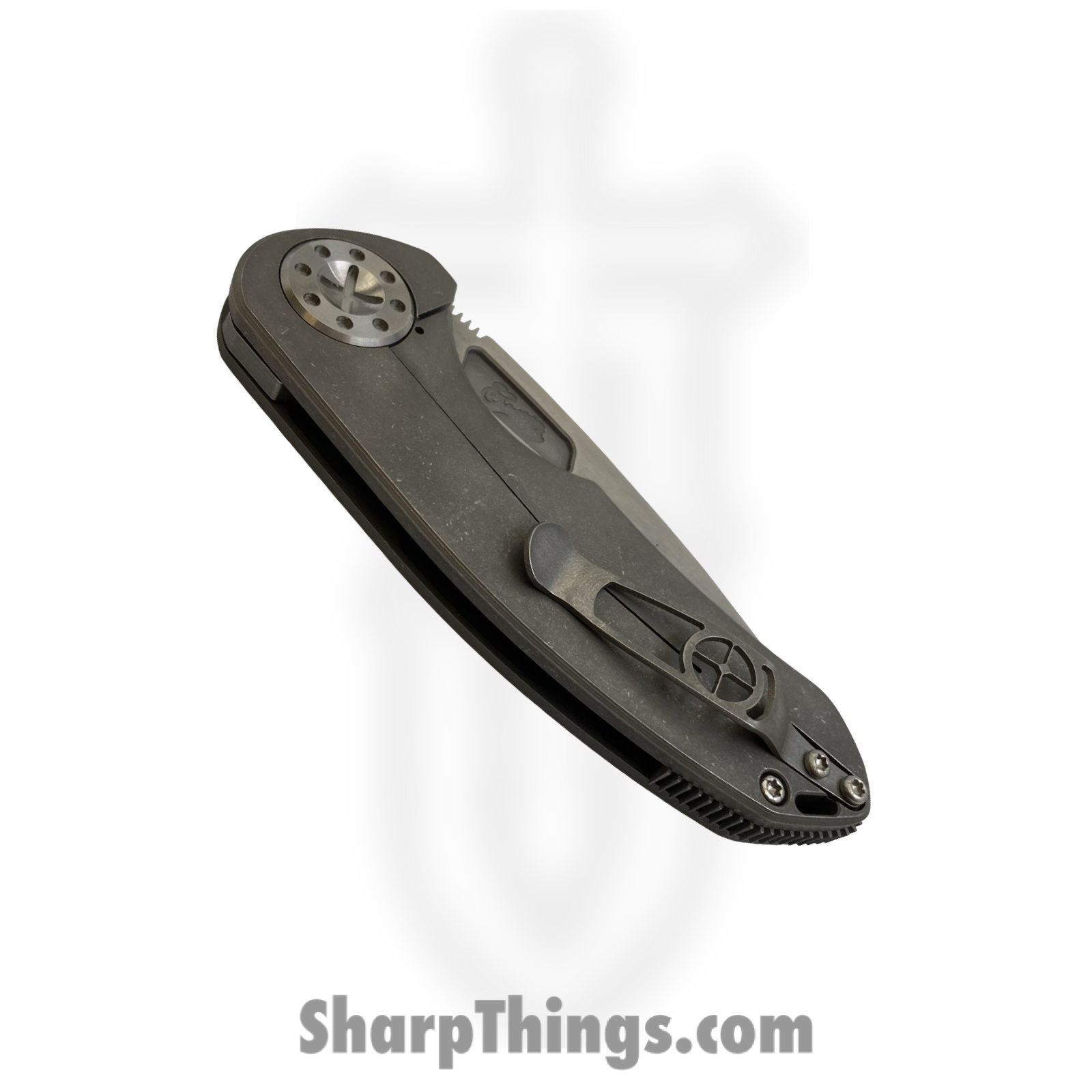 Curtiss Custom Knives LLC - F3M-SPNFL-STSL - F3 Med NON-Flipper Slim - Folding Knife - CTS-XHP Stonewash Spanto - Titanium - Natural - Image 4