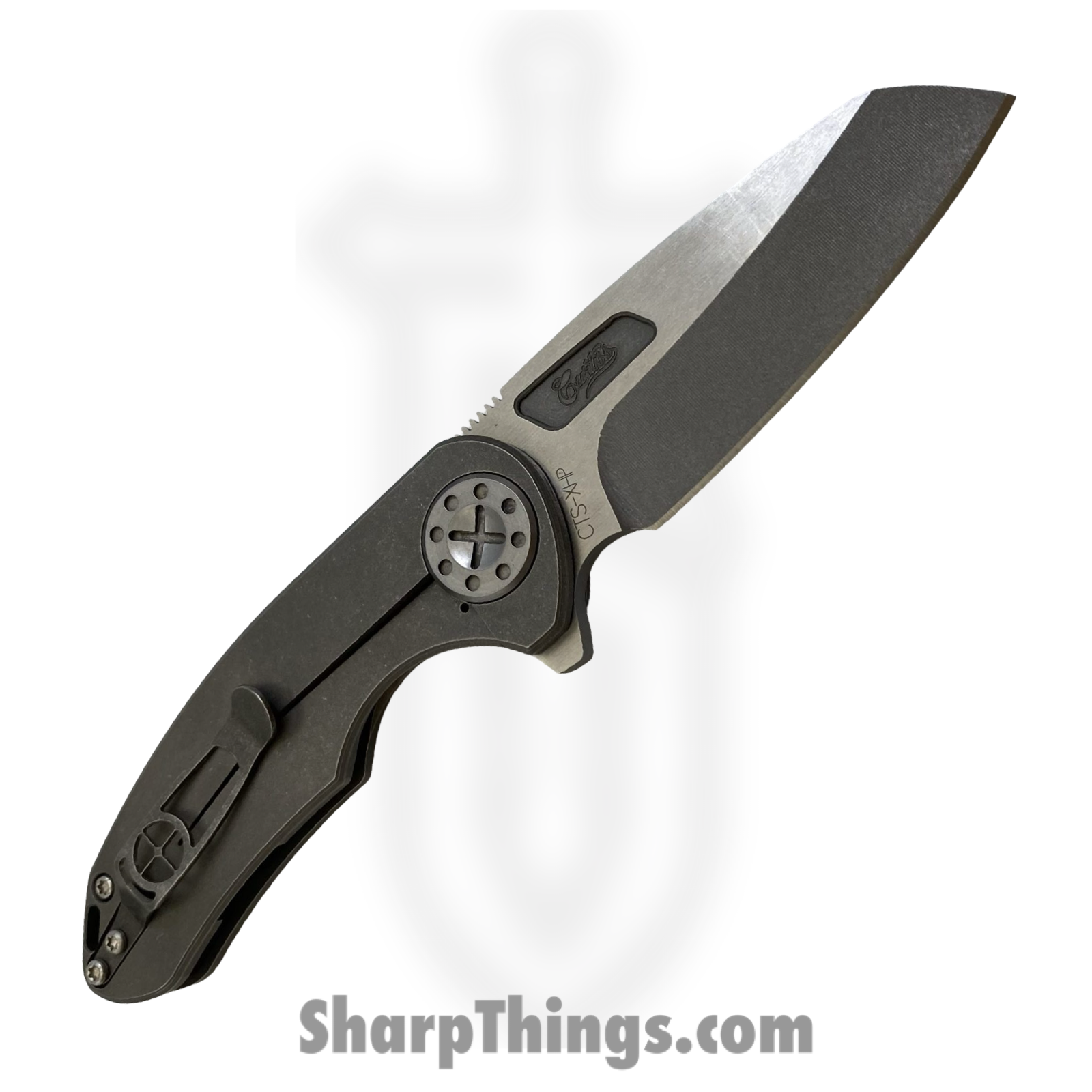 Curtiss Custom Knives LLC - F3M-WHFL-ST/SL - F3 Med Flipper Slim - Folding Knife - CTS-XHP Stonewash Wharncliffe - Titanium - Natural - Image 2