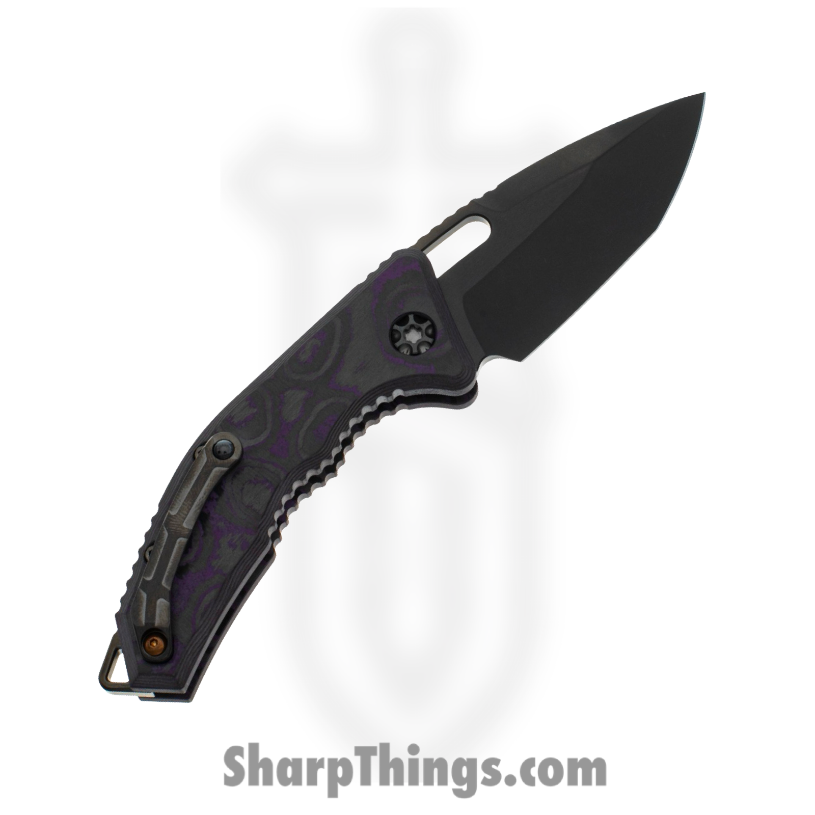 Heretic Knives - H011-6A-PUCF - Medusa - Automatic Knife - Elmax Coated Tanto - Carbon Fiber - Purple/Black - Image 2