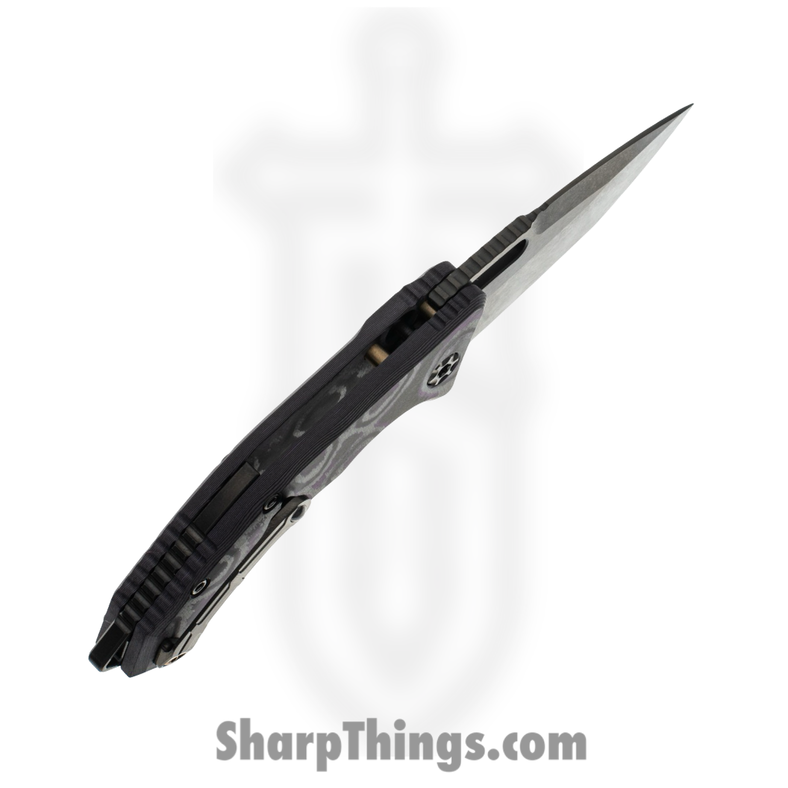 Heretic Knives - H011-6A-PUCF - Medusa - Automatic Knife - Elmax Coated Tanto - Carbon Fiber - Purple/Black - Image 3