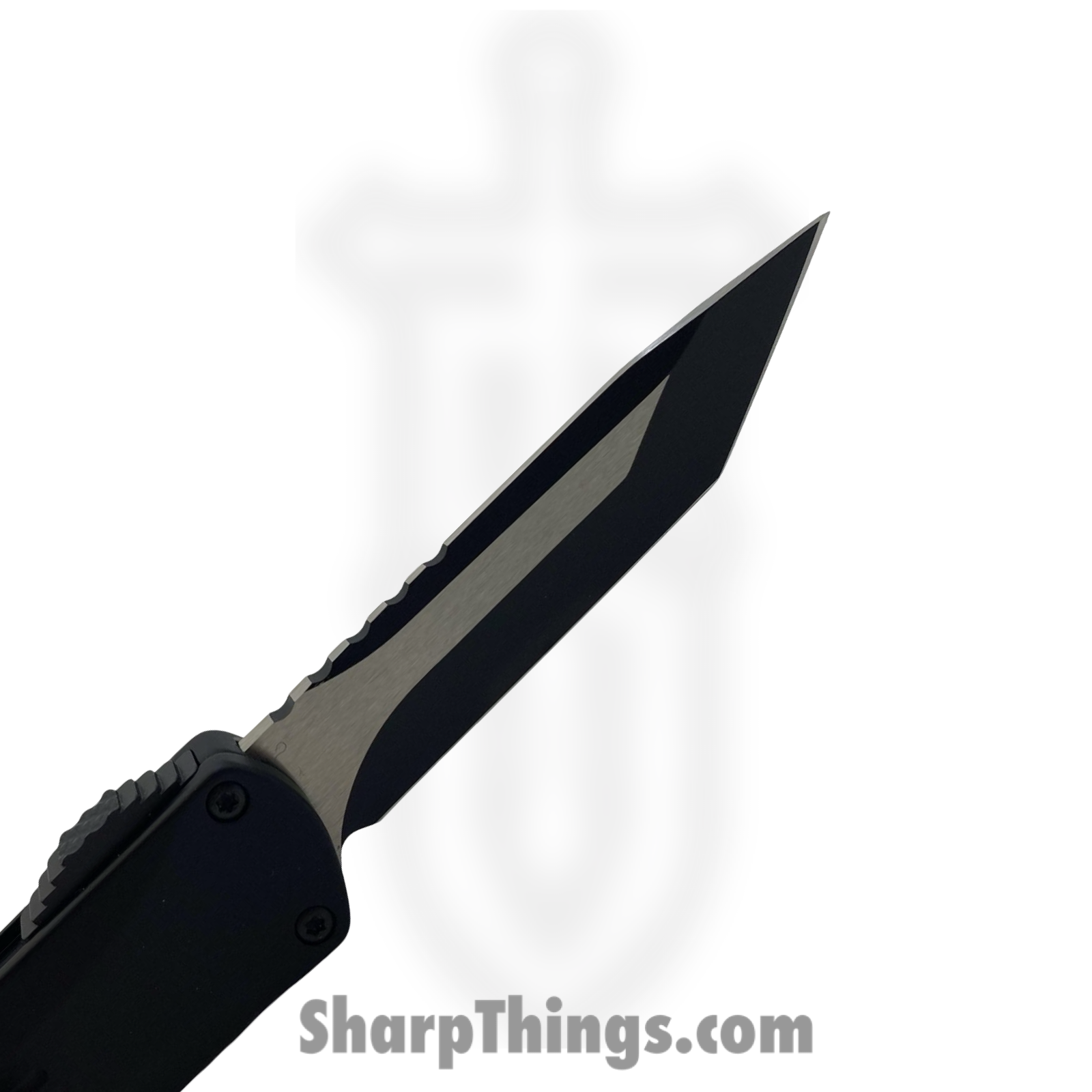 Heretic Knives - H023-10A-T - Manticore S - OTF Auto - Elmax Two Tone Tanto - 6061-T6 Aluminum - Black - Image 3