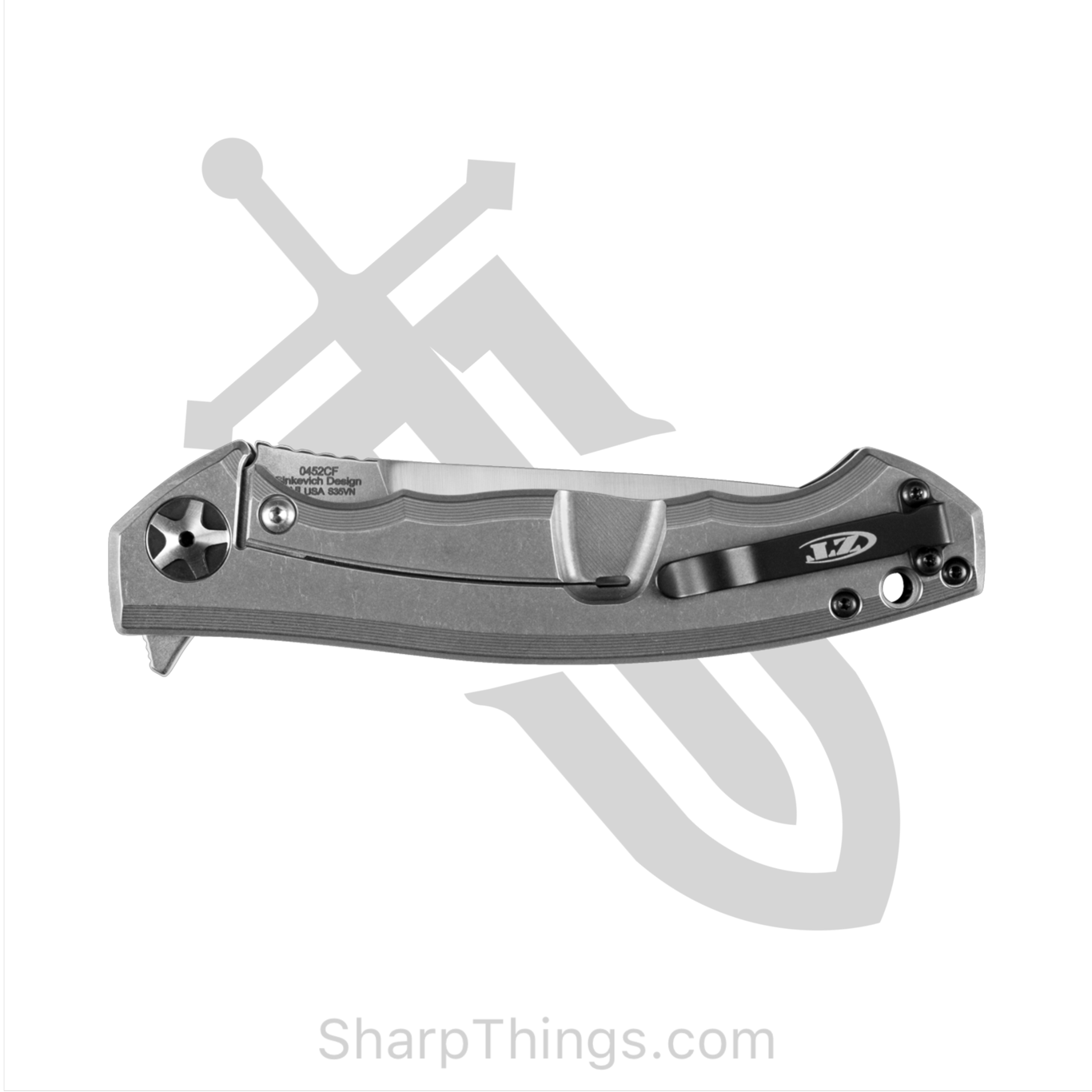 Zero Tolerance - ZT0452CF - Large Sinkevich - Folding Knife - S35VN Stonewash Drop Point - CF Front with Titanium - Black - Image 6