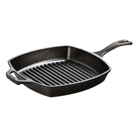Lodge – L8SGP3 – 10.5 Inch Square Cast Iron Grill Pan – Black