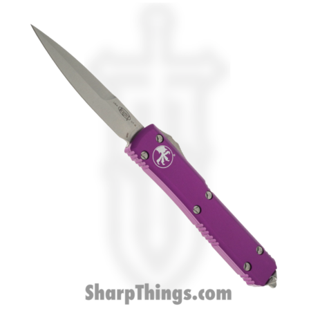 Microtech – 120-10VI – Ultratech – OTF Auto – M390 Stonewash Bayonet – 6061-T6 Aluminum – Violet