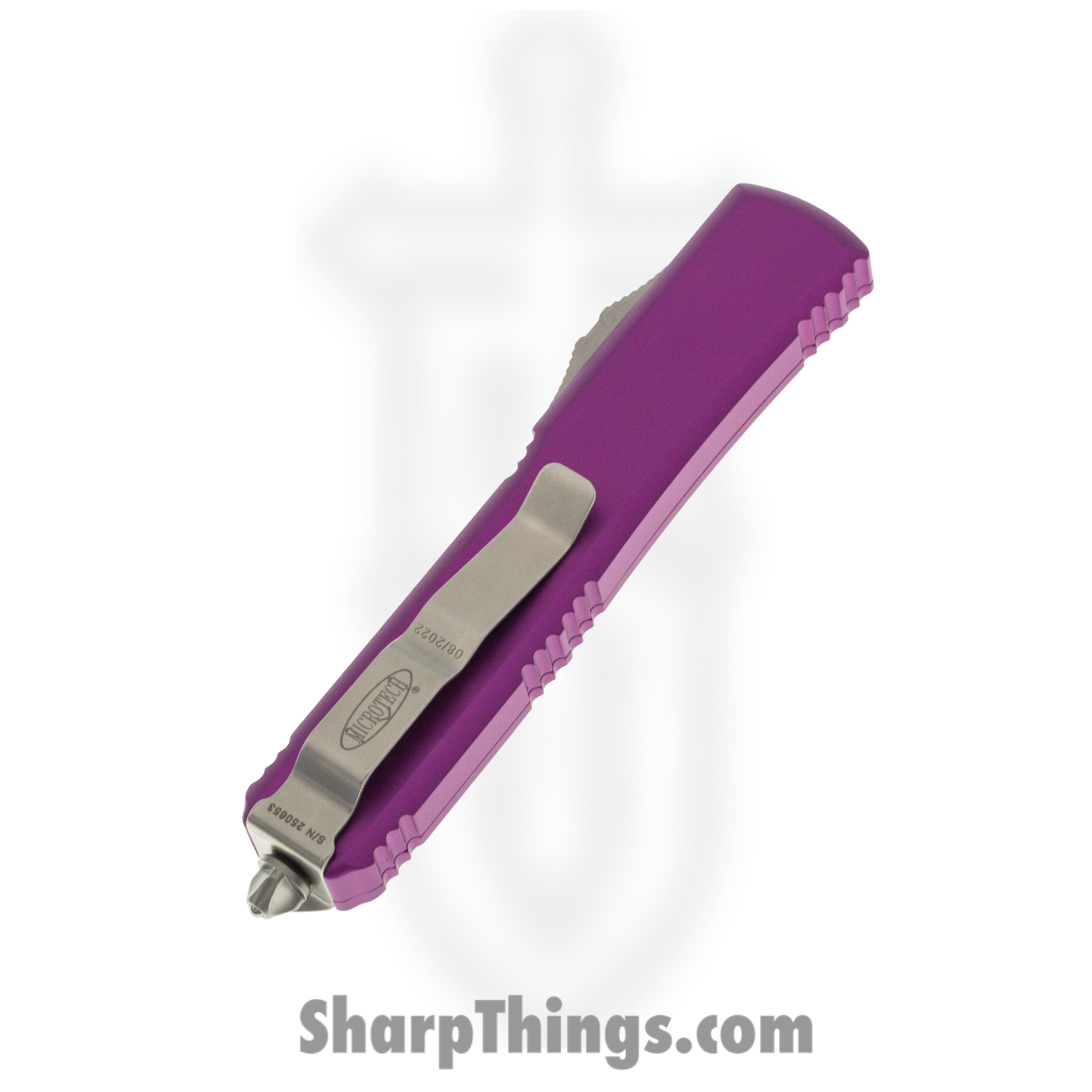 Microtech - 120-10VI - Ultratech - OTF Auto - M390 Stonewash Bayonet - 6061-T6 Aluminum - Violet - Image 4