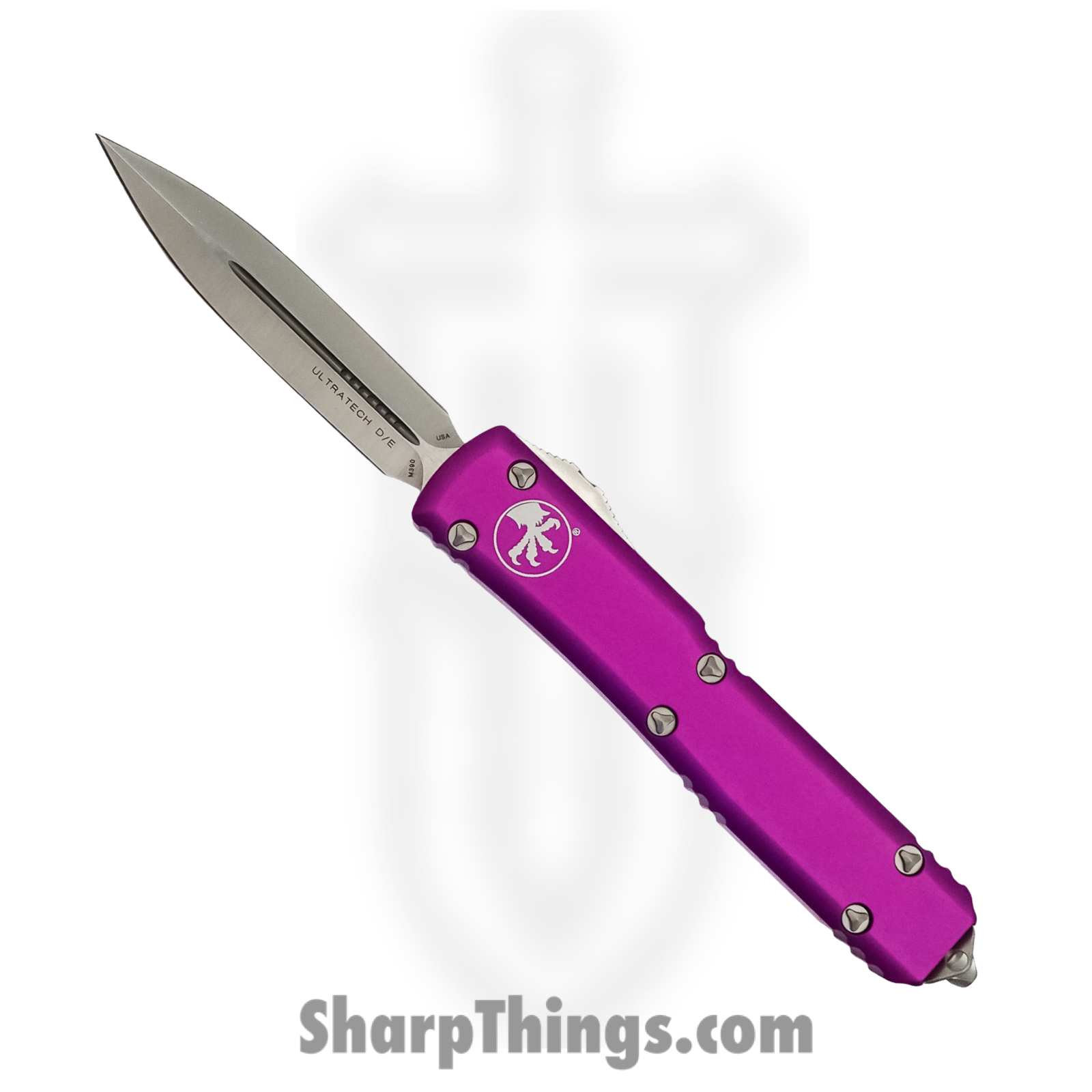 Microtech - 122-4VI - Ultratech - OTF Auto - M390 Satin Dagger - 6061-T6 Aluminum - Violet