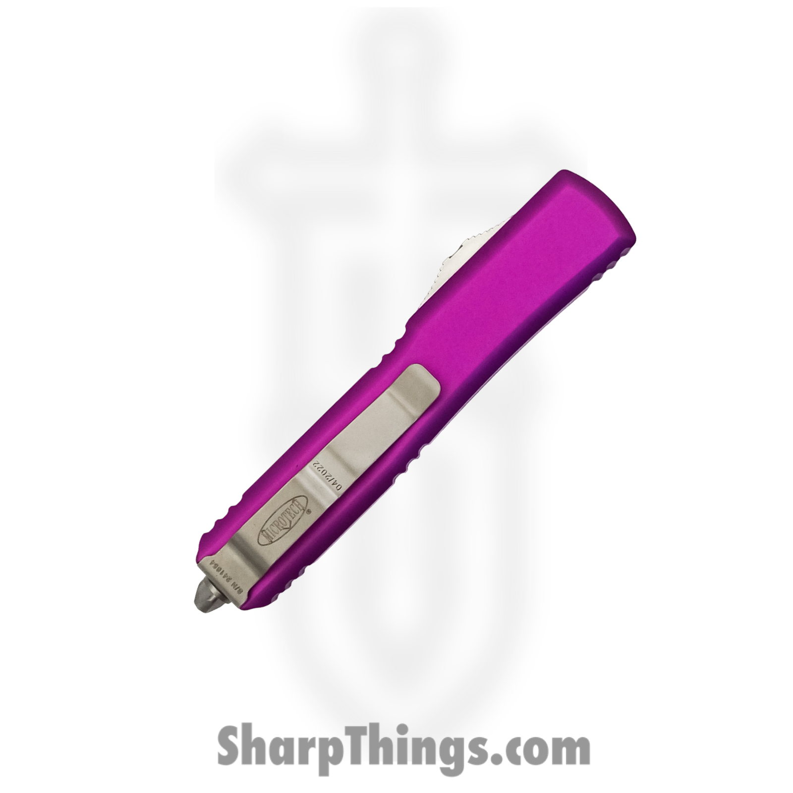 Microtech - 122-4VI - Ultratech - OTF Auto - M390 Satin Dagger - 6061-T6 Aluminum - Violet - Image 4