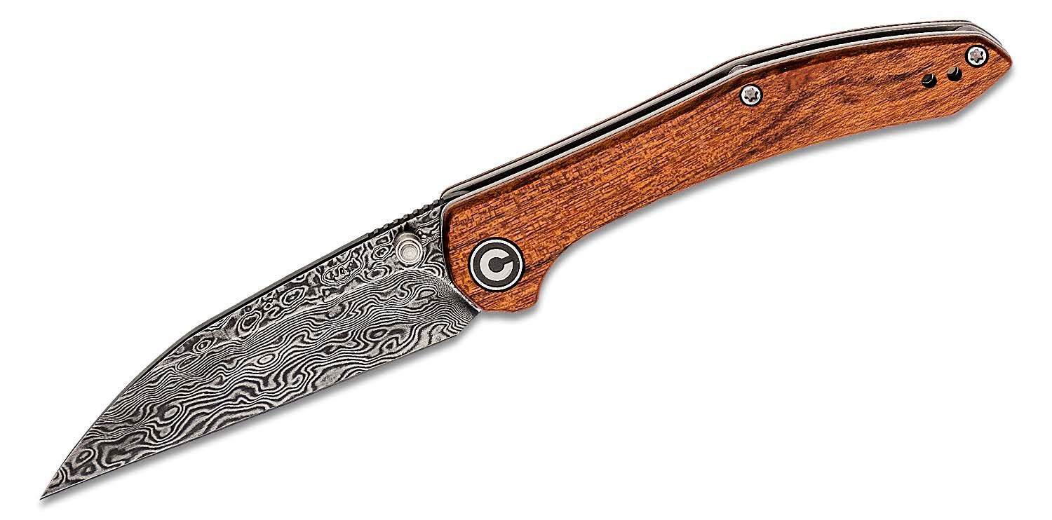 Civivi - CIVC20004DS1 - Hadros Linerlock Wharncliffe Folding Knife- Damascus - Cuibourtia Wood - Image 8