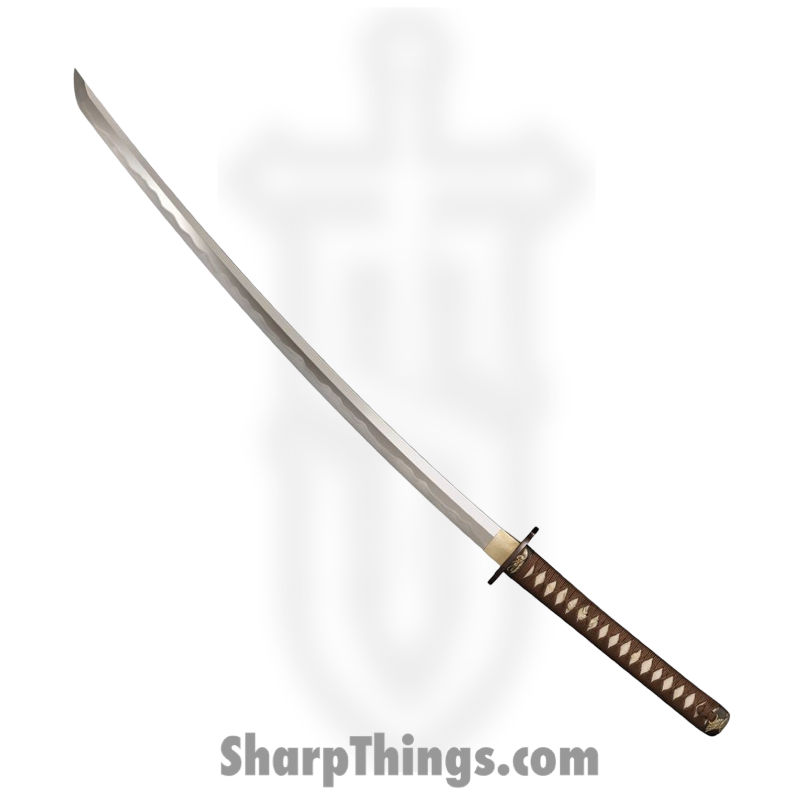 Cold Steel - CS88CKK - Mizutori Crane Katana - Fixed Blade Knife - 1095 HC Damascus Sword - Cord Wrapped - Brown White