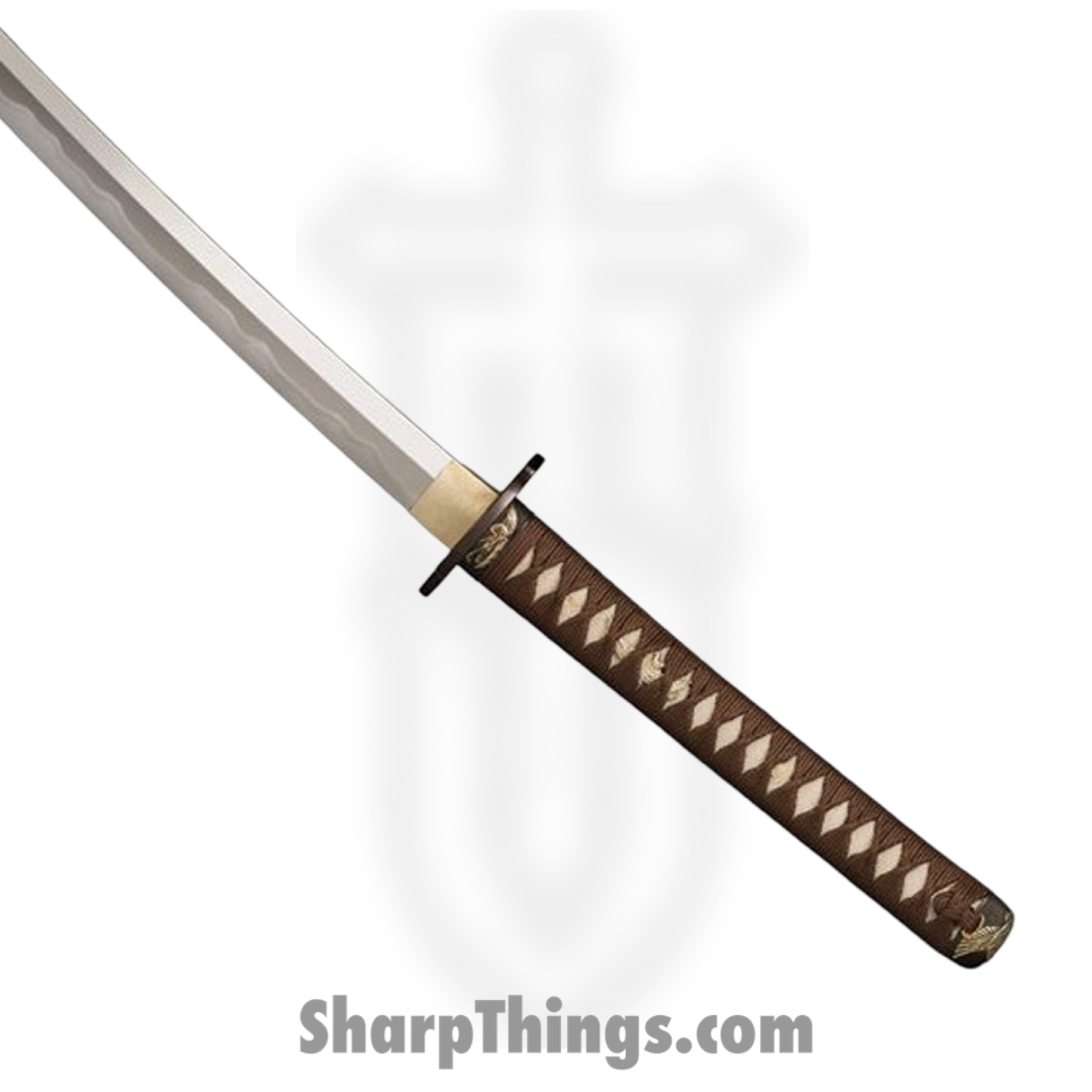 Cold Steel - CS88CKK - Mizutori Crane Katana - Fixed Blade Knife - 1095 HC Damascus Sword - Cord Wrapped - Brown White - Image 2