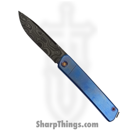 Medford Knife – MK211DDQ-37A2-TFQ3-Q4 – Gentleman Jack Folding Knife – Damascus Titanium – Blue