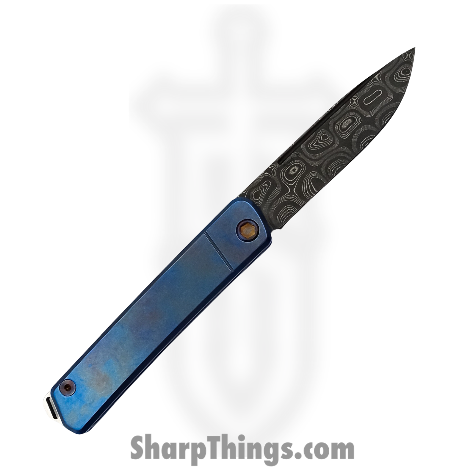 Medford Knife - MK211DDQ-37A2-TFQ3-Q4 - Gentleman Jack Folding Knife - Damascus Titanium - Blue - Image 2