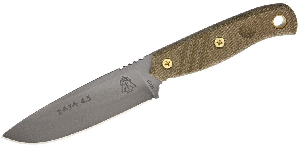Tops - TPBAJA45R - Baja 4.5 Reserve Edition - Fixed Blade Knife - 1095 HC Coated Drop Point - Micarta - Tan - Image 4