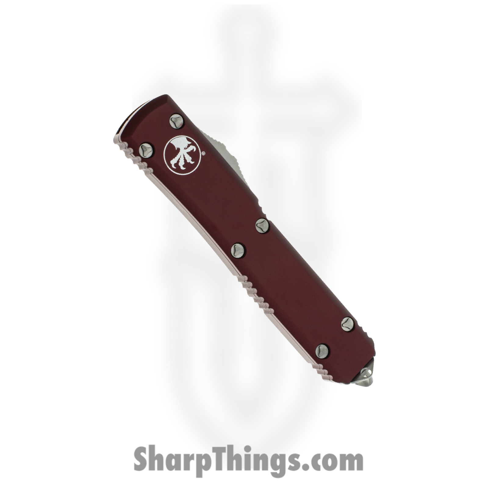 Microtech - 122-10MR - Ultratech - OTF Auto - Elmax, M390, 204P Stonewash Dagger - 6061-T6 Aluminum - Merlot - Image 3