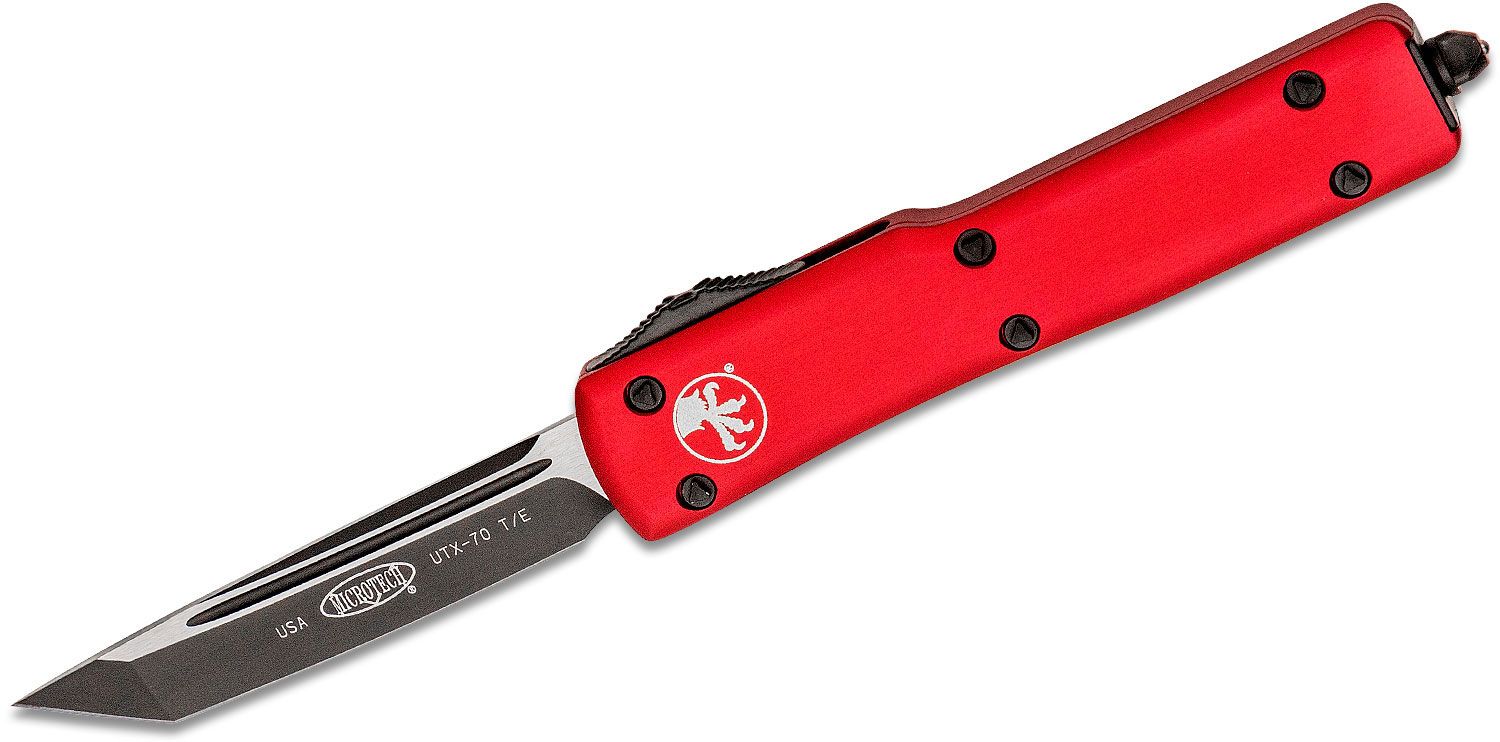 Microtech - 149-1RD - UTX-70 - OTF Auto - Elmax, M390, 204P Coated Tanto - 6061-T6 Aluminum - Red - Image 4