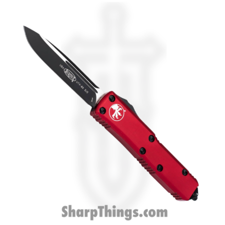 Microtech – 231-1RD – UTX-85 – OTF Auto – Elmax, M390, 204P Coated Drop Point – 6061-T6 Aluminum – Red