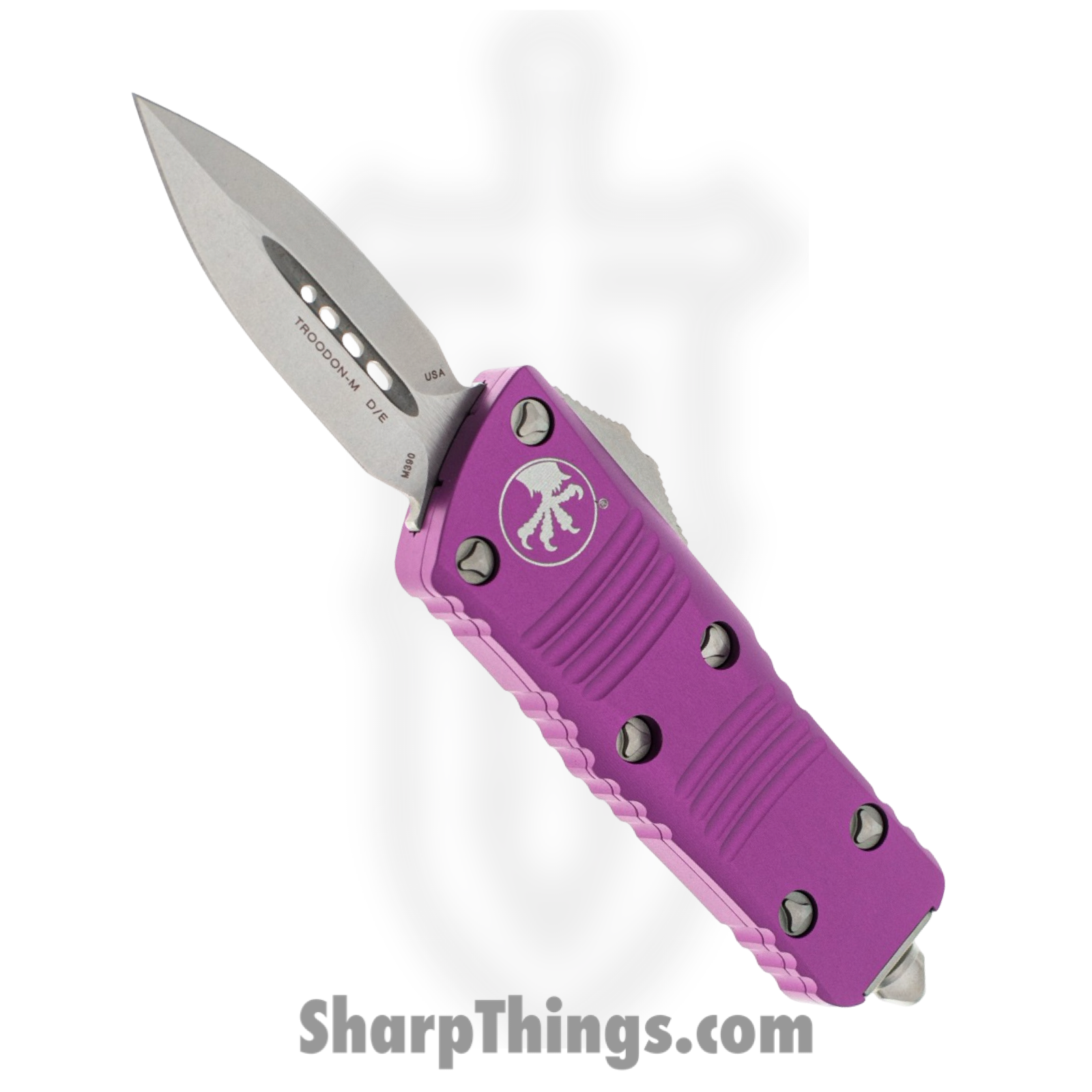 Microtech - 238-10VI - Troodon Mini - OTF Auto - M390 Stonewash Dagger - 6061-T6 Aluminum - Violet
