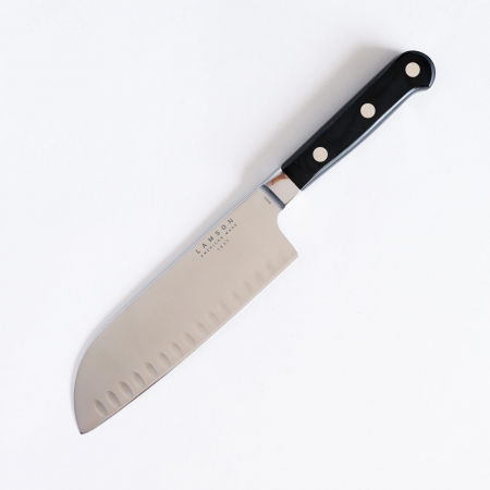Lamson – 39253 – 7″ Premier Forged Santoku Kullenschliff Edge Knife – Midnight Black