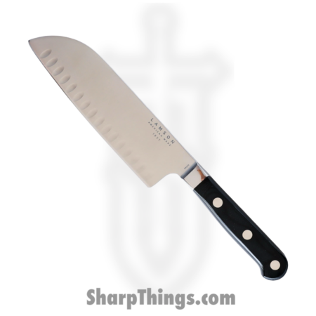 Lamson – 39253 – 7 in Premier Forged Santoku Kullenschliff Edge Knife – Midnight Black