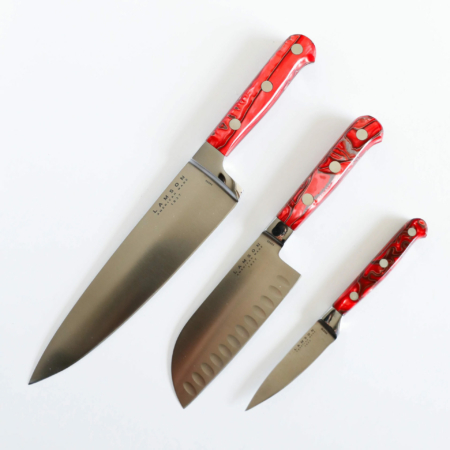 Lamson – 59973 – 3-Piece Premier Forged Cook’s Set of Knives – 4116 Polished  – Acrylic – Fire