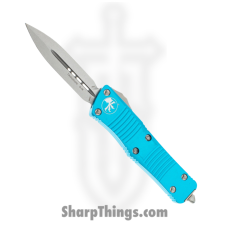 Microtech – 138-10 TQ – Troodon – OTF Auto – M390 Stonewash Dagger – 6061-T6 Aluminum – Turquoise
