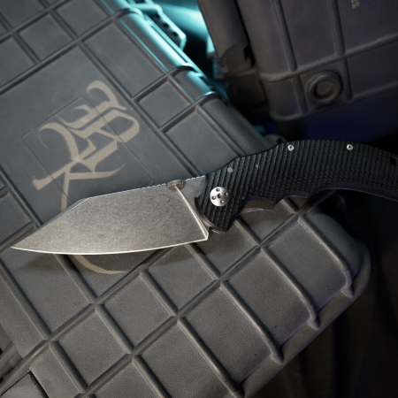 Bastinelli Creations – BAS209 – Dragotac Compact – Folding Knife – D2 Stonewash Wharncliffe – G10 – Black