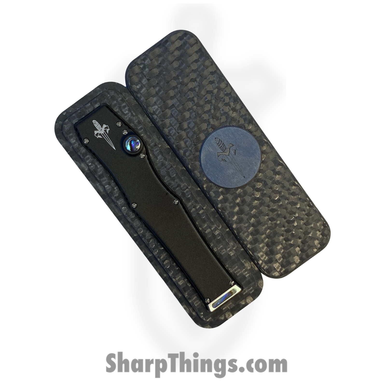 Marfione Custom Knives - 349-MCK-Nbla - Marfione Custom Halo III Mini - Automatic Knife - 349-MCK-Nbla Marfione Custom Halo III Mini Automatic Knife - 6061-T6 Aluminum - Black - Image 5