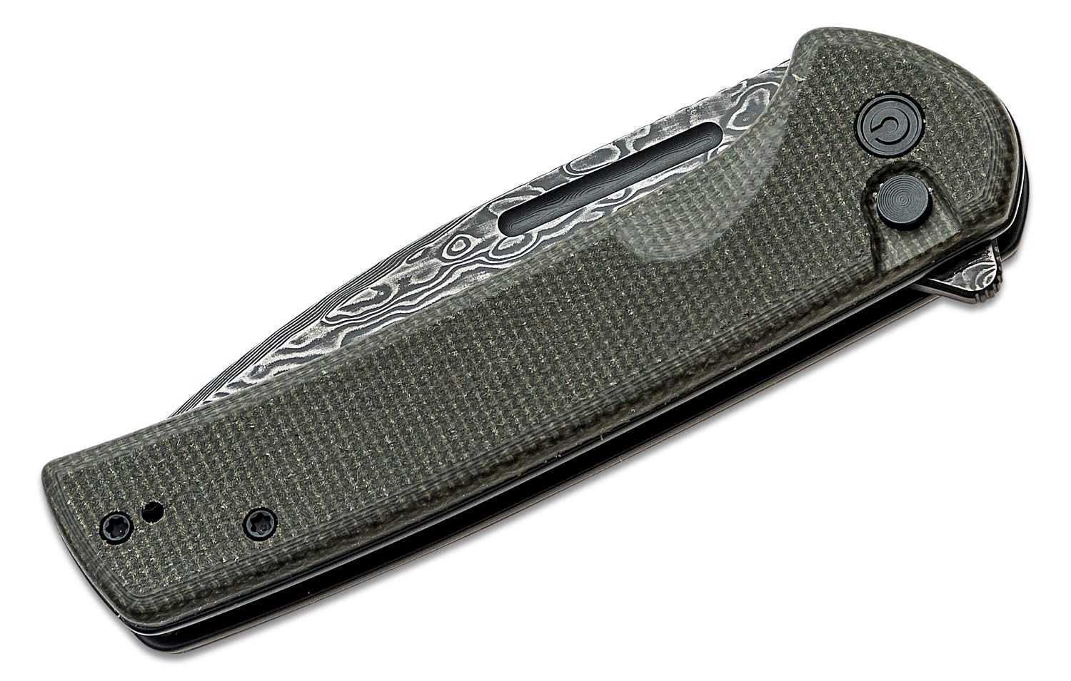 Civivi - CIVC21006DS1 - Conspirator Flipper - Folding Knife - Damascus Drop Point - Micarta - Green - Image 5
