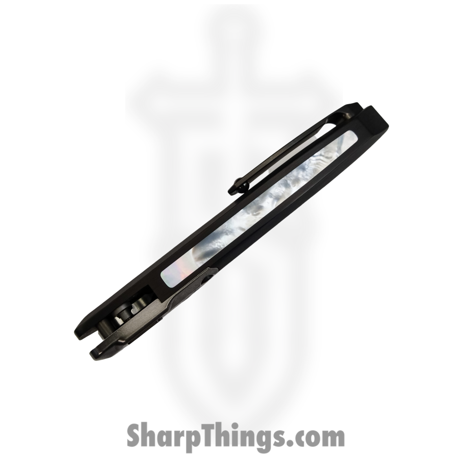 Heretic Knives - CusWraithMOP - Custom Wraith - Automatic Knife - Vegas Forge Damascus Bowie - Black Dunes/MOP Inlay - Black - Image 7