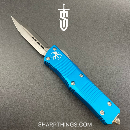 Microtech – 138-4 TQ – Troodon D/E Satin Auto OTF Knife – Turquoise