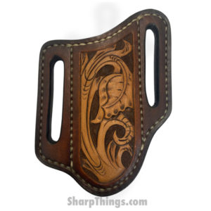 Cave Blades – SmBltHlstrO – Small Full Grain Leather Hip Knife Holster – Ornate