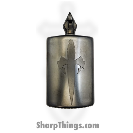 Microtech – MFC-Flask-DLC – Marfione Custom Blood & Iron Tactical Short Flask – Spike Cap w/Tritium – DLC Stonewash