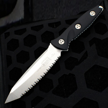 Microtech – 114-12 – Socom Alpha Full Serration Tanto Fixed Blade Knife – G10 Black