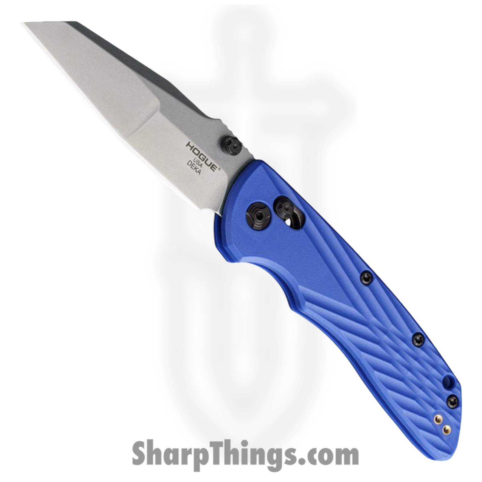 Hogue Knives - 24363 - Deka - Folding Knife - Magnacut Stonewash Modified Wharncliffe - Polymer - Blue