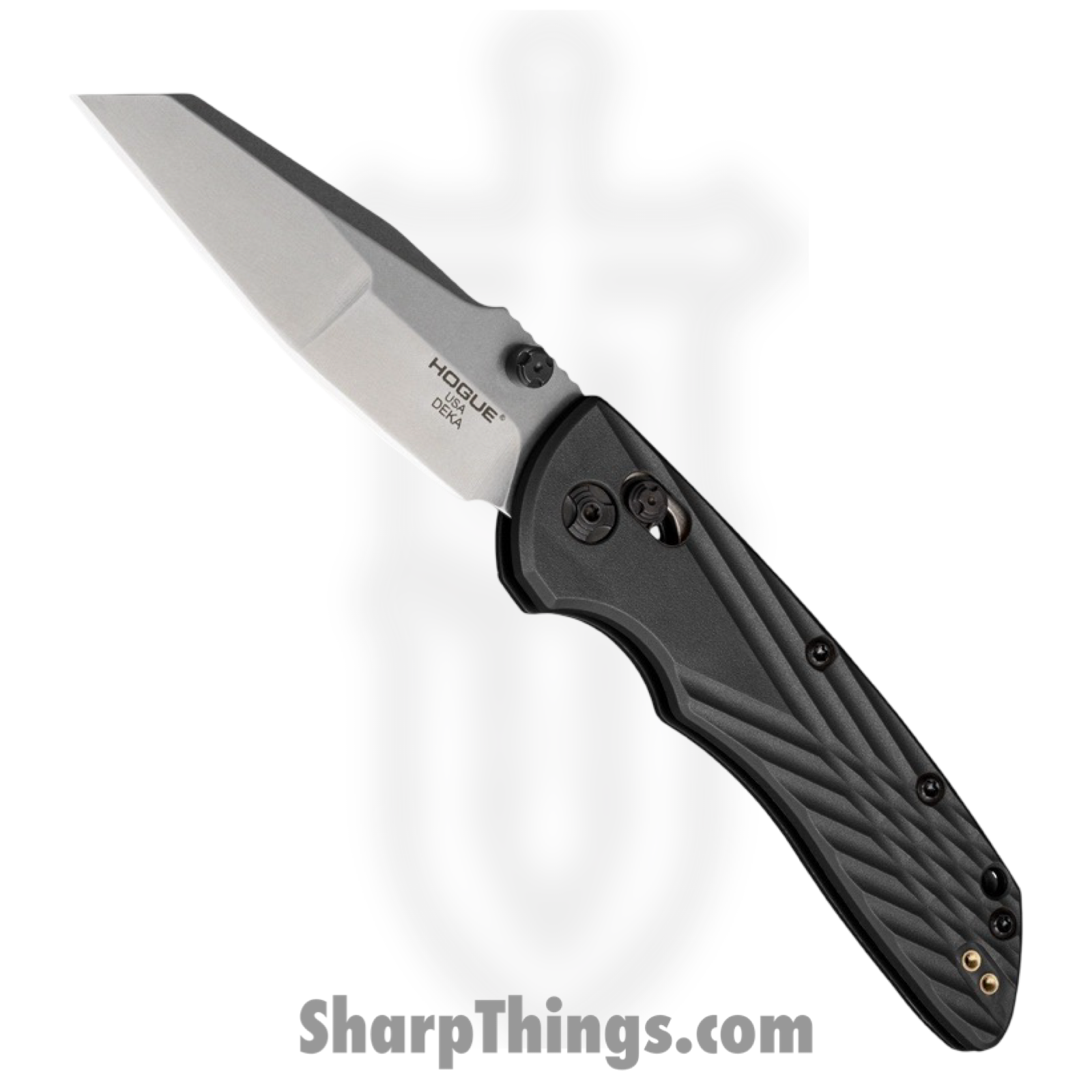 Hogue Knives - 24369 - Deka - Folding Knife - Magnacut Stonewash Modified Wharncliffe - Polymer - Black