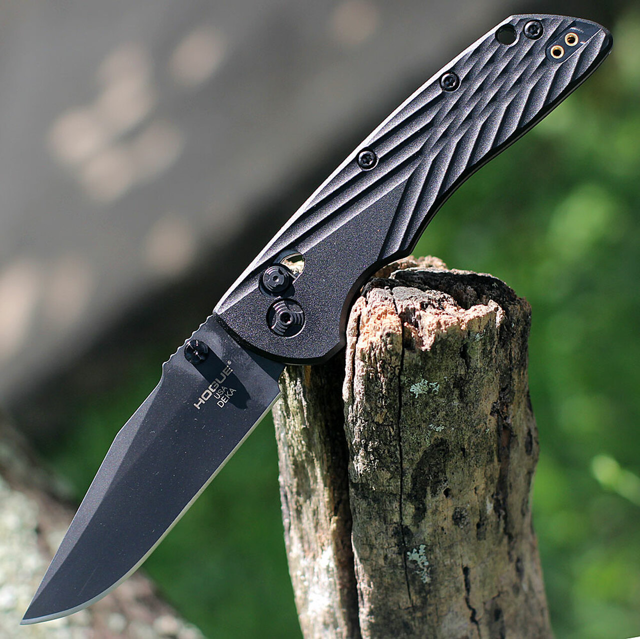 Hogue Knives - HO24376 - Deka - Folding Knife - CPM-Magnacut Black Cerakote Clip Point - Polymer Scales - Black - Image 7