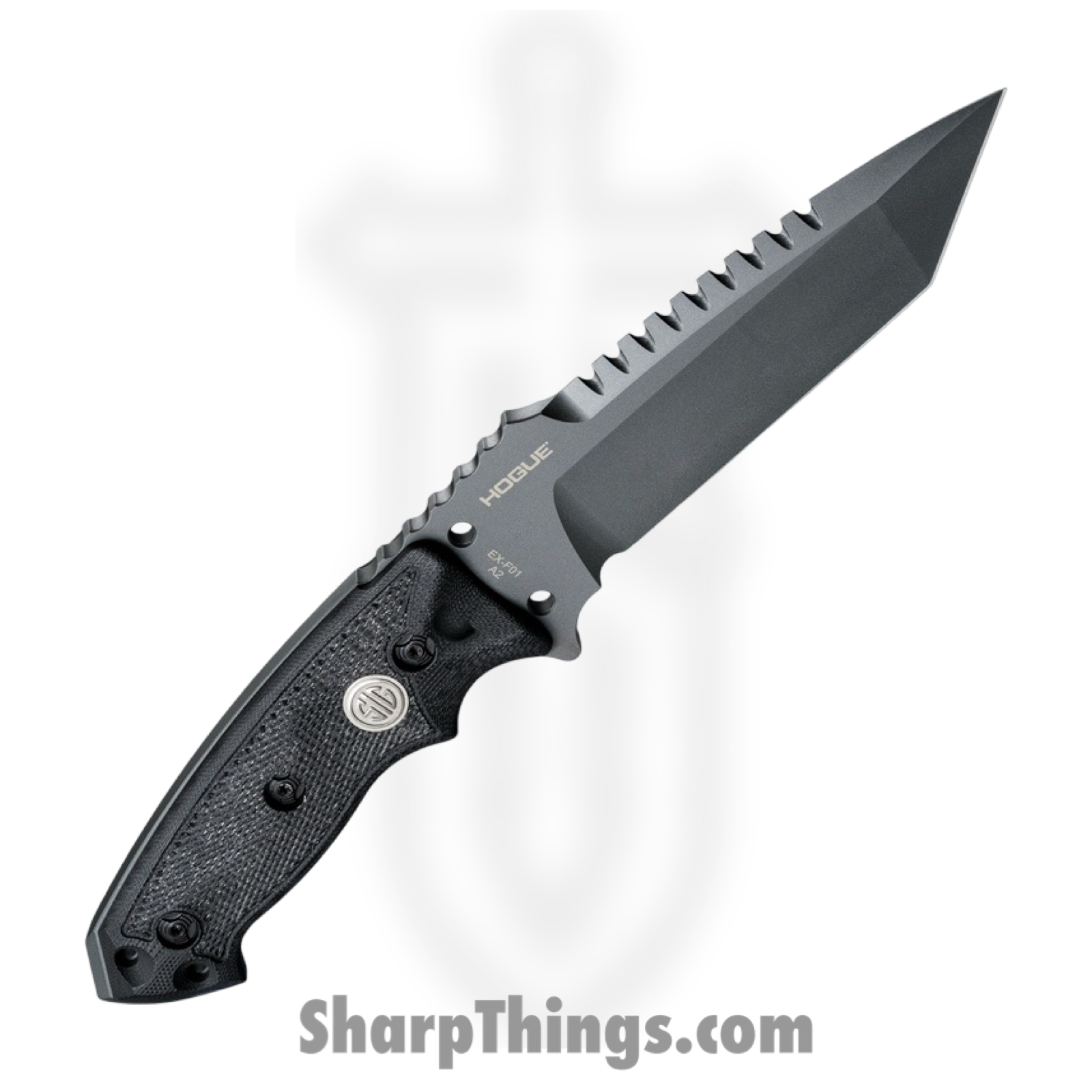 Hogue Knives - 37122 - SIG EX-F01 - Fixed Blade Knife - A2 Tool Steel Coated Tanto with Broad Rear Saw Teeth - G10 - Black - Image 2