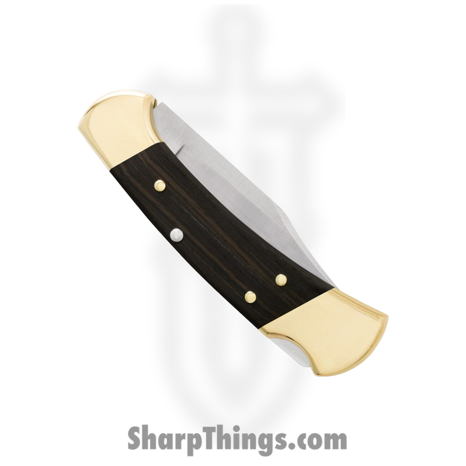 Buck - BU112BRSA-B - 112 Auto Ranger Folding Knife - Automatic Knife - 420HC Satin Clip Point - Ebony Wood and Brass - Black/Brass - Image 4