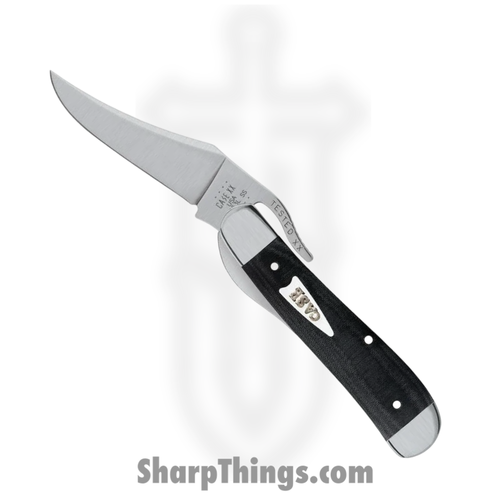 Case Cutlery - CA27734 - RussLock - Folding Knife - Tru-Sharp Stainless Satin Clip Point - Micarta - Black